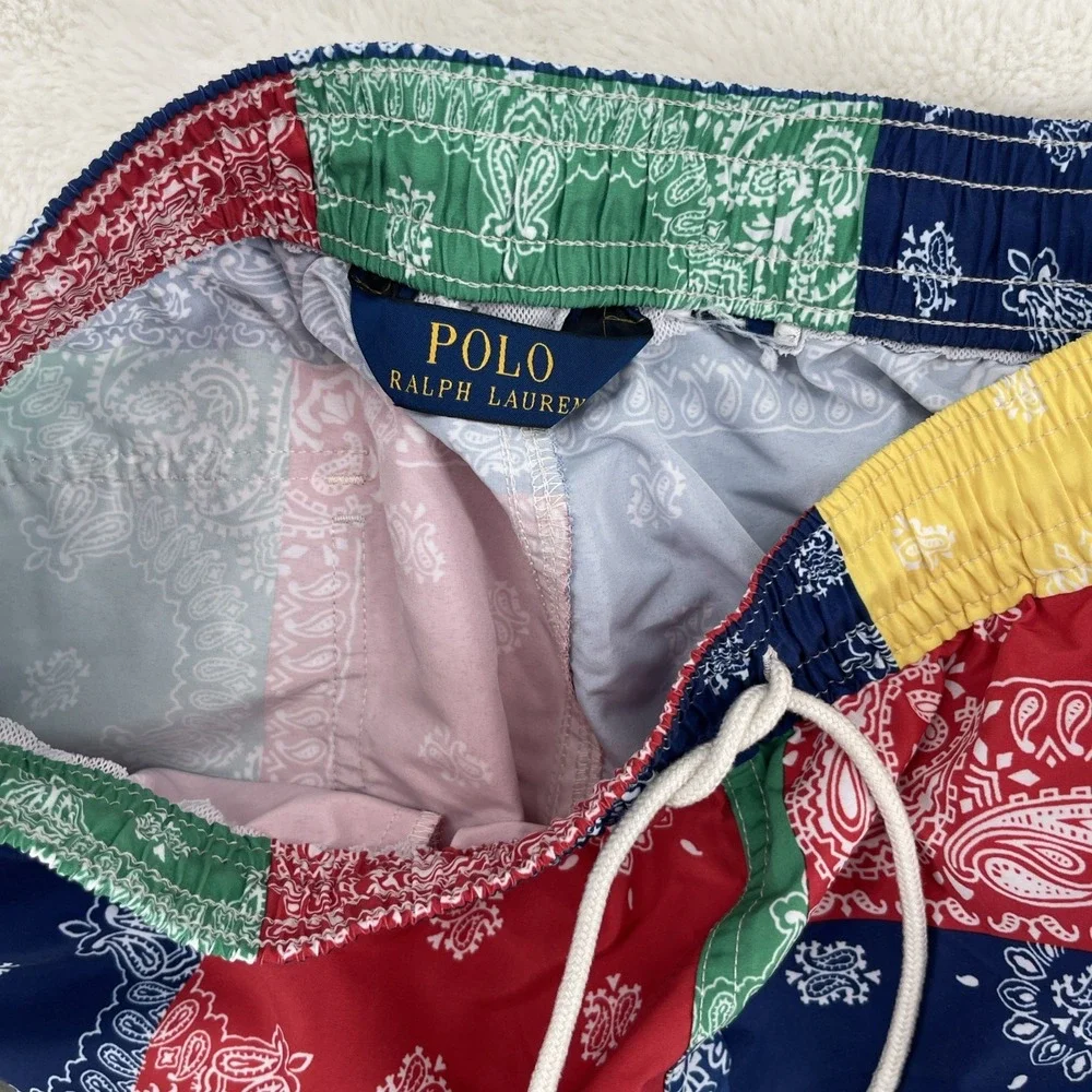 Polo Ralph Lauren Swim Trunks Mens S Board Shorts Paisley Bandana Patchwork